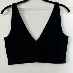 Open Edit Ribbed V Neck Bralette